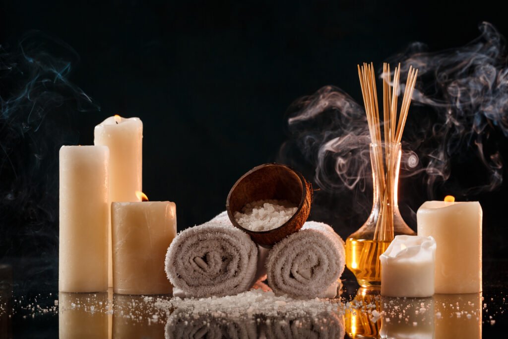 spa treatment over dark background.